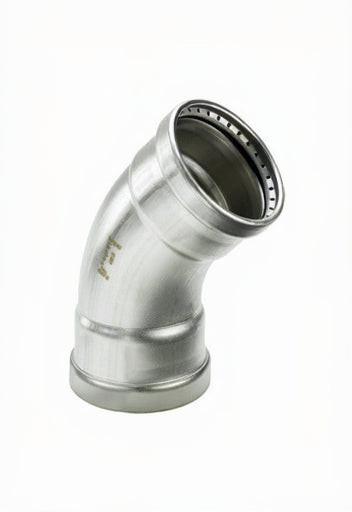 Bogen 45° i/i Edelstahl V-Press Kontur