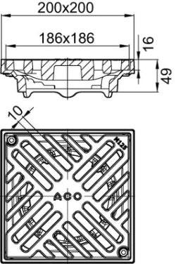 ACO Aufsatzrahmen Passavant Spin mit Rost/Parkdeck DN70/DN100 quadratisch