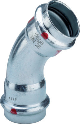 Prestabo-Bogen 45 Grad, Stahl unlegiert,verzinkt, Pressanschluss