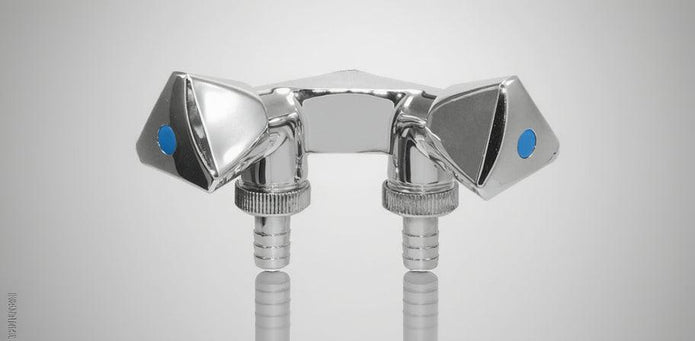 Geräte-Doppelventil 1/2" verchromt mit Rückschlagventil