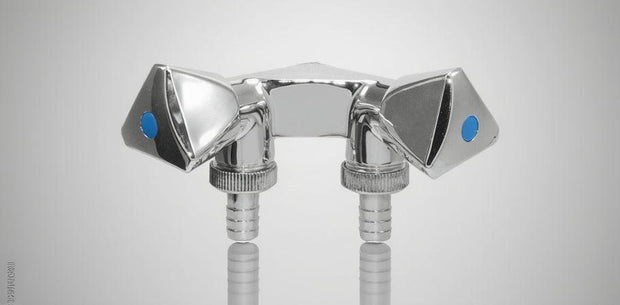 Geräte-Doppelventil 1/2" verchromt mit Rückschlagventil