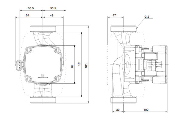 Grundfos Umwälzpumpe Alpha1 Go 32-80 180