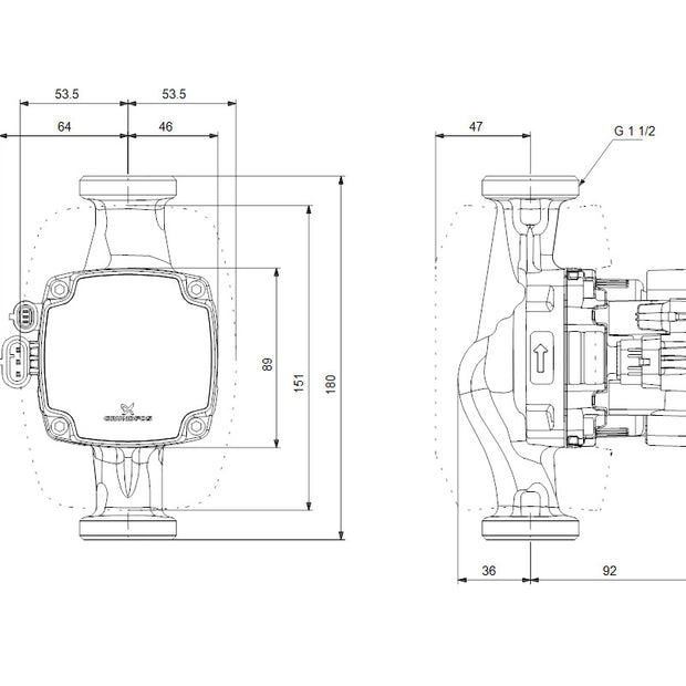 GRUNDFOS Hocheffizienz Umwälzpumpe ALPHA2 GO 32-90 180