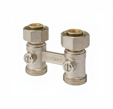 Zweirohr-Hahnblock 3/4" AG Konus lose DN 20 Durchgang 10 bar 50mm