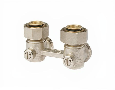 Zweirohr-Hahnblock 3/4" AG Konus lose DN 20 Eckform 10 bar 50mm