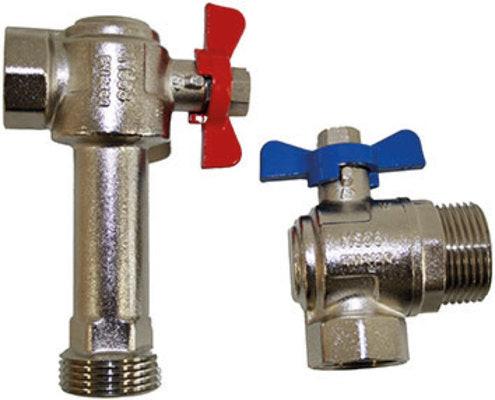Kugelhahnset Eck 3/4"IG x 1" AG für FBH Verteiler