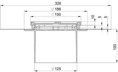 DRAIN PLUS Dünnbettaufsatzstück mit Rost 150mm